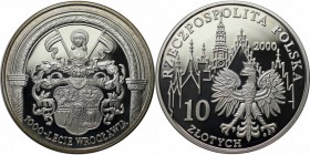 Europäische Münzen und Medaillen, Polen / Poland. 1000 Jahre Stadt Breslau. 10 Zlotych 2000, Silber. 0.42 OZ. KM Y#392. Polierte Platte