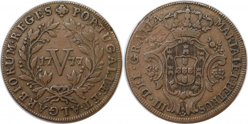 Europäische Münzen und Medaillen, Portugal. Maria I. & Pedro III. 5 Reis 1777, K...