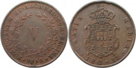Europäische Münzen und Medaillen, Portugal. Maria II. 5 Reis 1853, Kupfer. KM 480. Sehr schön-vorzüglich