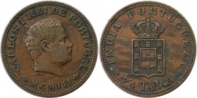Europäische Münzen und Medaillen, Portugal. PORTUGIESISCHE BESITZUNGEN. India-Portuguese. 1/4 Tanga 1903, Bronze. KM 15. Sehr schön-vorzüglich