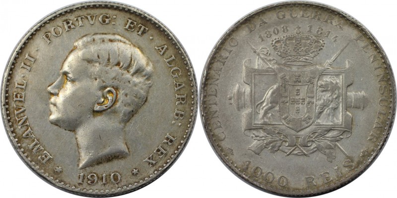 Europäische Münzen und Medaillen, Portugal. Manuel II. 1000 Reis 1910, Silber. 0...