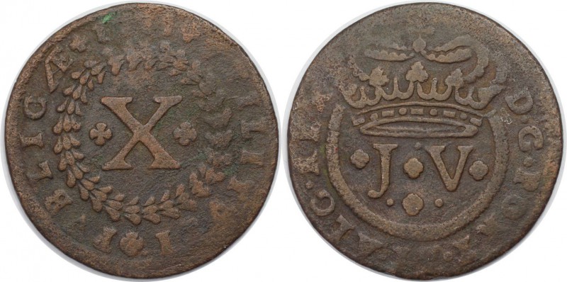 Europäische Münzen und Medaillen, Portugal. 10 Reis 1721, Kupfer. KM 191. Schön...