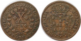 Europäische Münzen und Medaillen, Portugal. João V. 10 Reis 1734, Kupfer. KM 217. Vorzüglich