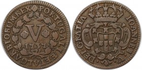 Europäische Münzen und Medaillen, Portugal. 5 Reis 1737, Kupfer. KM 226. Sehr schön-vorzüglich
