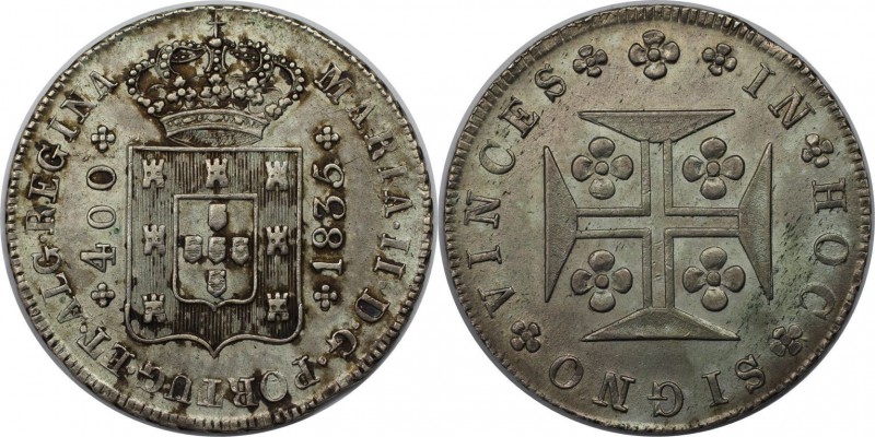 Europäische Münzen und Medaillen, Portugal. 400 Reis 1835, Silber. KM 403.2. Vor...