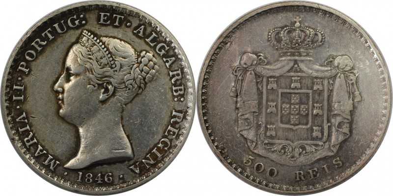Europäische Münzen und Medaillen, Portugal. Maria II. 500 Reis 1846, Silber. 0.4...