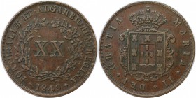 Europäische Münzen und Medaillen, Portugal. Maria II. 20 Reis 1849, Kupfer. KM 482. Sehr schön-vorzüglich