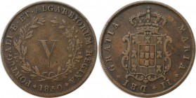 Europäische Münzen und Medaillen, Portugal. Maria II. 5 Reis 1850, Kupfer. KM 480. Sehr schön-vorzüglich