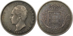 Europäische Münzen und Medaillen, Portugal. Luis I. 500 Reis 1864, Silber. 0.37 OZ. KM 509. Sehr schön-vorzüglich