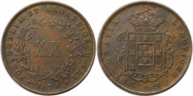 Europäische Münzen und Medaillen, Portugal. Luiz I. 20 Reis 1874, Kupfer. KM 515. Vorzüglich