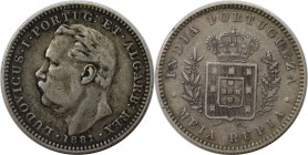 Europäische Münzen und Medaillen, Portugal. PORTUGIESISCHE BESITZUNGEN. India-Portuguese. 1/2 Rupia 1881, Silber. 0.17 OZ. KM 311. Sehr schön-vorzügli...
