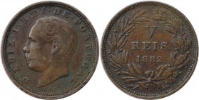 Europäische Münzen und Medaillen, Portugal. Luiz I. 5 Reis 1882, Bronze. KM 525. Vorzüglich
