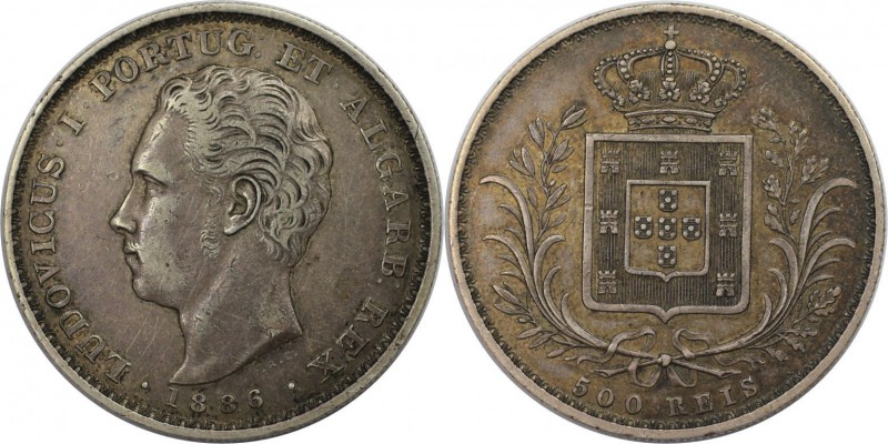 Europäische Münzen und Medaillen, Portugal. Luis I. 500 Reis 1886, Silber. 0.37 ...
