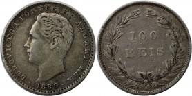 Europäische Münzen und Medaillen, Portugal. Luiz I. 100 Reis 1889, Silber. 0.07 OZ. KM 510. Sehr schön-vorzüglich