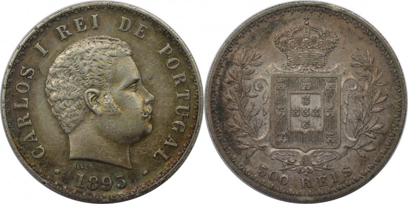 Europäische Münzen und Medaillen, Portugal. Carlos I. 500 Reis 1893, Silber. 0.3...