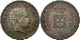 Europäische Münzen und Medaillen, Portugal. Carlos I. 500 Reis 1893, Silber. 0.37 OZ. KM 535. Vorzüglich-stempelglanz