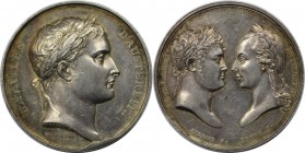 Russische Münzen und Medaillen, Alexander I. (1801-1825). Silbermedaille 1805. von B. Andrieu, auf Napoléons I. Sieg über Alexander I. von Rußland und...