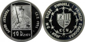 Weltmünzen und Medaillen, Andorra. Europäische Union - Karl der Große. 10 Diners 1991, Silber. Polierte Platte