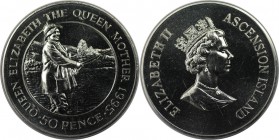 Weltmünzen und Medaillen, Ascension Insel / Ascension Island. 95. Jahrestag der Geburt der Königin Mutter. 50 Pence 1995, Kupfer-Nickel. KM 7. Stempel...