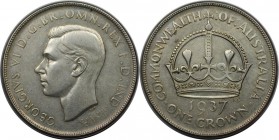 Weltmünzen und Medaillen, Australien / Australia. George VI. (1895-1952). Krönung. 1 Crown 1937, Silber. 0.84 OZ. KM 34. Vorzüglich