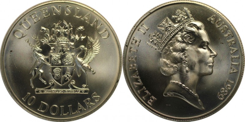 Weltmünzen und Medaillen, Australien / Australia. 10 Dollars 1989, Silber. 0.6 O...