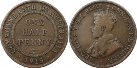 Weltmünzen und Medaillen, Australien / Australia. George V. 1/2 Penny 1915 H, Bronze. KM 22. Sehr schön