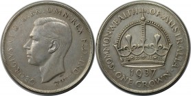 Weltmünzen und Medaillen, Australien / Australia. George VI. (1895-1952). Krönung. 1 Crown 1937, Silber. 0.84 OZ. KM 34. Fast Vorzüglich