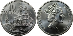 Weltmünzen und Medaillen, Australien / Australia. Segelschiff. 10 Dollars 1988, Silber. 0.6OZ. KM 103. Stempelglanz
