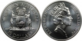 Weltmünzen und Medaillen, Australien / Australia. "Western Australia. 10 Dollars 1990, Silber. 0.6 OZ. KM 137. Stempelglanz