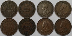 Weltmünzen und Medaillen, Australien / Australia, Lots und Sammlungen. George V. 4 x 1/2 Penny 1917 - 1929. Bronze. KM 22. Lot von 4 Münzen. Sehr schö...