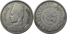 Weltmünzen und Medaillen, Ägypten / Egypt. Farouk I. 10 Piastres 1939, Silber. 0.37 OZ. KM 367. Vorzüglich