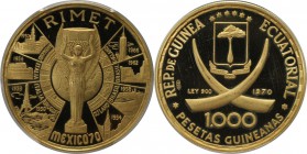 Weltmünzen und Medaillen, Äquatorial Guinea / Equatorial Guinea. Mexico 1970. 1000 Pesetas 1970, Gold. KM 30. PCGS PR64 DCAM
