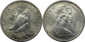 Weltmünzen und Medaillen, Bahamas. Muschel. 1 Dollar 1966, Silber. 0.47 OZ. KM 8. Stempelglanz