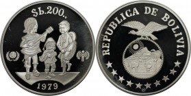 Weltmünzen und Medaillen, Bolivien / Bolivia. 200 Pesos 1979, Silber. 0.69 OZ. KM 198. Polierte Platte. Auflage: 15000 Exemplare