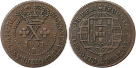 Weltmünzen und Medaillen, Brasilien / Brazil. 10 Reis 1821 R, Kupfer. KM 314.1. Vorzüglich