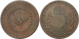 Weltmünzen und Medaillen, Brasilien / Brazil. 40 Reis 1825 (1835), Kupfer. KM 444.1. Sehr schön