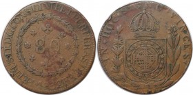 Weltmünzen und Medaillen, Brasilien / Brazil. 80 Reis 1832 R, Kupfer. KM 379. Sehr schön