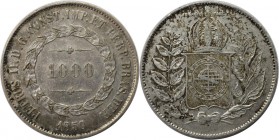 Weltmünzen und Medaillen, Brasilien / Brazil. 1000 Reis 1850, Silber. 0.38 OZ. KM 459. Vorzüglich
