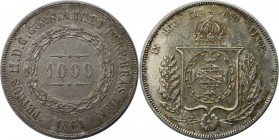 Weltmünzen und Medaillen, Brasilien / Brazil. 1000 Reis 1861, Silber. 0.37 OZ. Vorzüglich