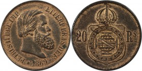 Weltmünzen und Medaillen, Brasilien / Brazil. Petrus II. (1831-1889). 20 Reis 1869, Bronze. KM 474. Vorzüglich-stempelglanz