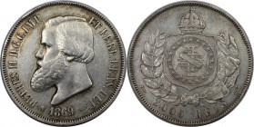 Weltmünzen und Medaillen, Brasilien / Brazil. 2000 Reis 1869, Silber. 0.72 OZ. KM 475. Fast Vorzüglich