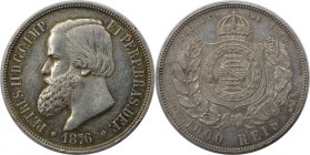 Weltmünzen und Medaillen, Brasilien / Brazil. 1000 Reis 1876, Silber. 0.38 OZ. KM 481. Vorzüglich-stempelglanz