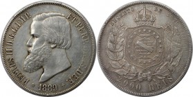 Weltmünzen und Medaillen, Brasilien / Brazil. 2000 Reis 1889, Silber. 0.75 OZ. KM 485. Vorzüglich-stempelglanz