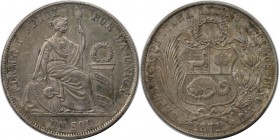 Weltmünzen und Medaillen, Peru. 1 Sol 1871, Silber. KM 196.3. Fast Vorzüglich