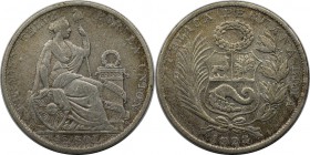 Weltmünzen und Medaillen, Peru. 1/2 Sol 1923, Silber. 0.20 OZ. KM 216. Sehr Schön