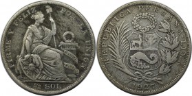 Weltmünzen und Medaillen, Peru. 1/2 Sol 1927, Silber. 0.20 OZ. KM 216. Sehr Schön