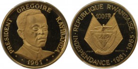 Weltmünzen und Medaillen, Ruanda / Rwanda. Präsident Kaibanda. 100 Francs 1965, Gold. KM 4. PCGS PR64 DCAM
