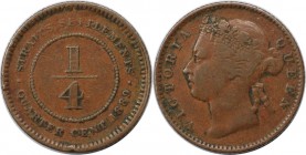 Weltmünzen und Medaillen, Straits Settlements. Victoria (1837-1901). 1/4 Cent 1889, Kupfer. KM 14. Sehr schön