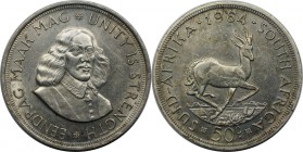 Weltmünzen und Medaillen, Südafrika / South Africa. "Springbock". 50 Cents 1964, Silber. 0.45 OZ. KM 62. Vorzüglich