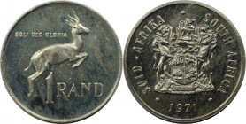 Weltmünzen und Medaillen, Südafrika / South Africa. "Springbock". 1 Rand 1971, Silber. 0.39 OZ. KM 88. Stempelglanz